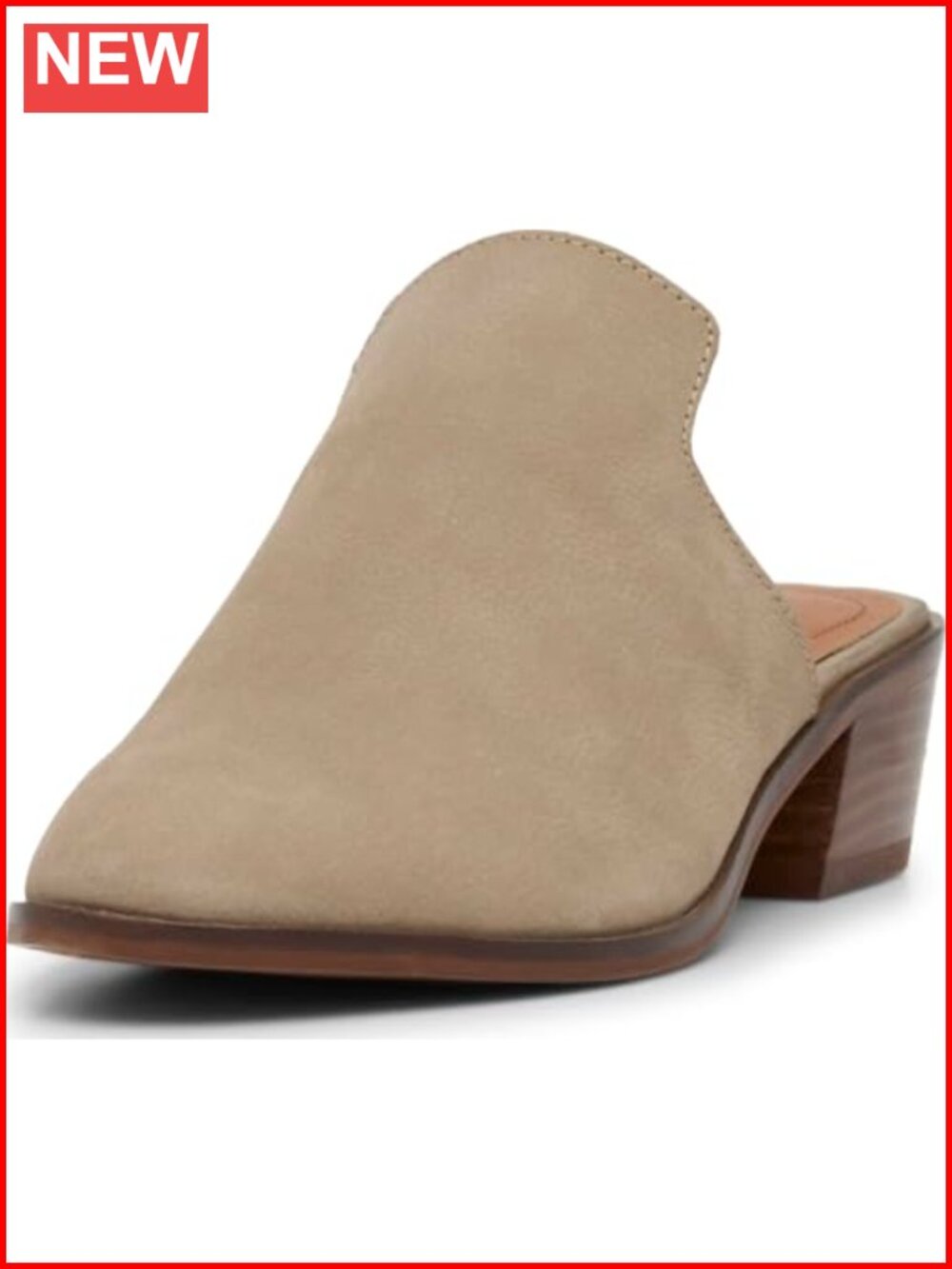 Lucky Brand Myrila Leather Slide Sandals Stacked Heel Casual